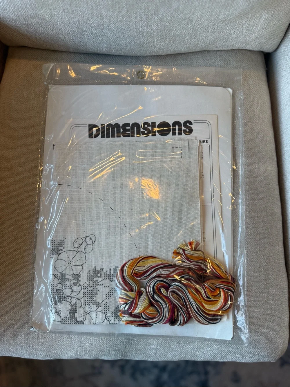 Dimensions Oval Lace Floral Cross Stitch Kit - #3016 Cream with Autumn Colors